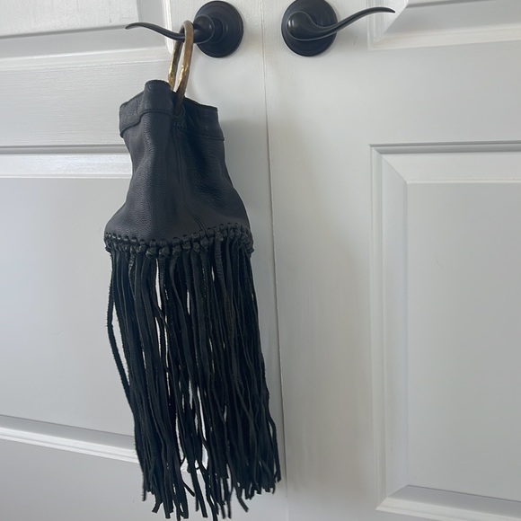 Cleobella genuine leather handbag with gold handle - Picture 3 of 3